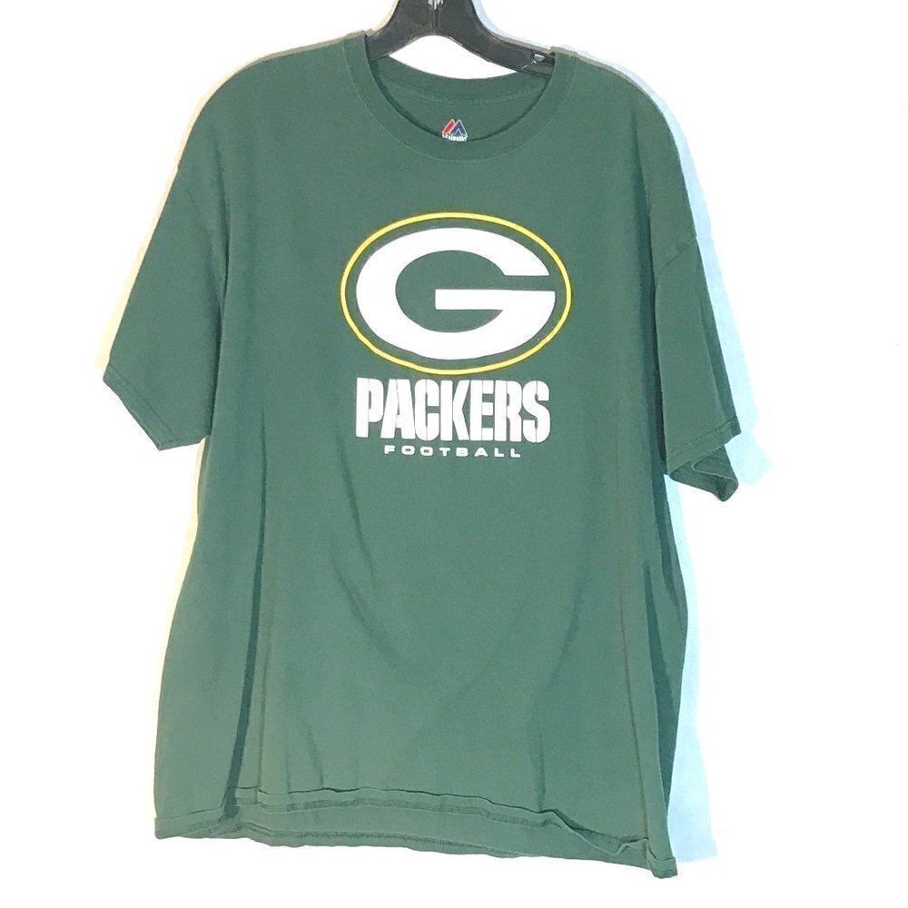 Majestic NFL Green Bay Packers Football Athletic Short Sleeve Green Tee T Shirt